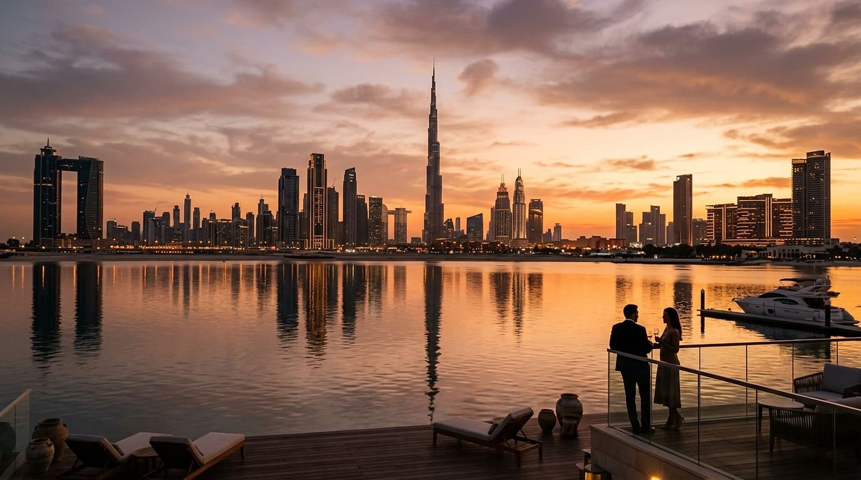 Dubai skyline at dusk
